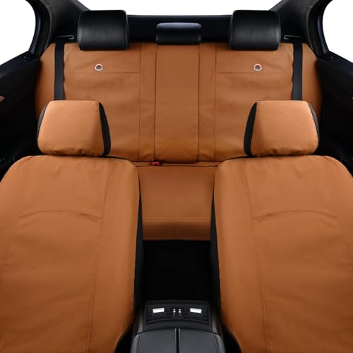 Image of Coverado Car Seat Covers Front, Canvas Universal Seat Covers for Cars, 2-Pack Car Seat Cushions, Auto Seats Protectors for Kids & Dogs, Driver Seat Covers Fit for Most Vehicles Trucks SUVs /Khaki