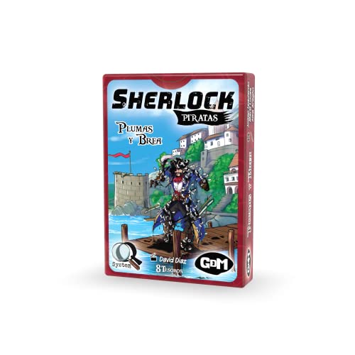 GDM Games (GDMG6) Sherlock Piratas: Plumas y Brea. Serie Q8 Tesoros- Juego de Mesa - Light Deduction Game - De 1 a 8 Jugadores - a Partir de 8 años. 60 min, GDM2150 Cover