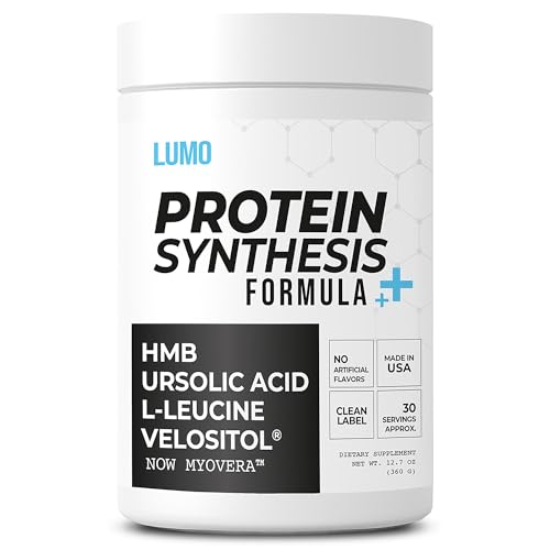 Lumo Nutrition Protein Synthesis Formula + Ursolic Acid HMB Leucine Velositol (MyoVera) - Muscle Recovery & Workout Supplement | Vegetarian Non-GMO Gluten Free | Clean Powder - 30 Servings