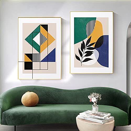 Peintures mur Art de style moderne abstrait triptyque géométrique - 2