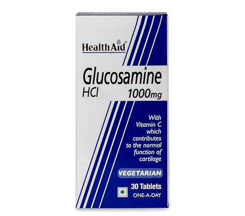 Image of HealthAid Glucosamine HCL 1000mg + Vitamin C, Curcuma & Manganese | Joint Health, Flexibility & Bone Strength | 30 Veg Tablets(Pack of 2)