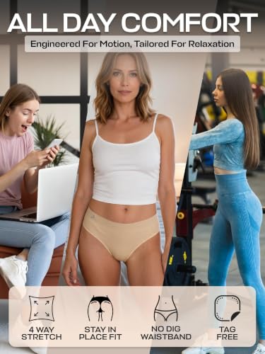 Image of Balanced Tech Moisture Wicking Underwear for Women, Seamless Workout Hipster Brief Bikini Panties
