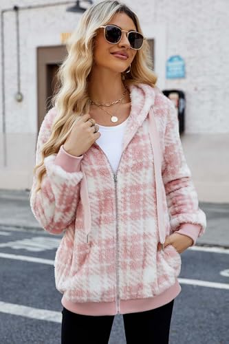 ReachMe Womens Oversized Sherpa Jacket Fuzzy Fleece Zip Up Hoodies with Pockets Warm Fall Outfits Winter Coats4