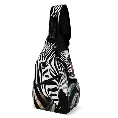 Mochila de pecho sling Abstract Animal Zebra para hombre y mujer