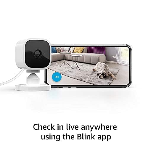 Free Blink Mini with 1-Year Subscription, 2 cameras (White) – Compact indoor plug-in smart security camera, 1080p HD video, night vision, motion detection, two-way audio, Works with Alexa