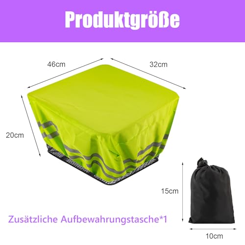 Regenschutz Fahrradkorb,Fahrrad Korbabdeckung Wasserdicht mit Reflektorstreifen,Fahrradkorb Abdeckung Für alle Fahrradkörbe,Fahrradkorbs Abdeckung Hinten Mit Aufbewahrungstasche (Fluoreszierende Grün)