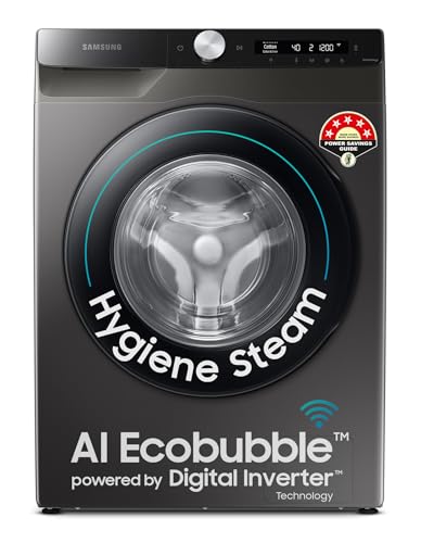 Image of Samsung 8 kg, 5 star, AI Control, AI Eco Bubble, Wi-Fi, Digital Inverter, Motor, Fully-Automatic Front Load Washing Machine (WW80T504DAX1TL, Hygiene Steam, Inox)