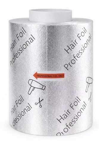 Foilmall Professional Hair Foil Roll Embossed & Printed Aluminium Hair Foil for Salon Highlighting 15mic x 12 cm (4.7 in) x 100 m (328 ft)