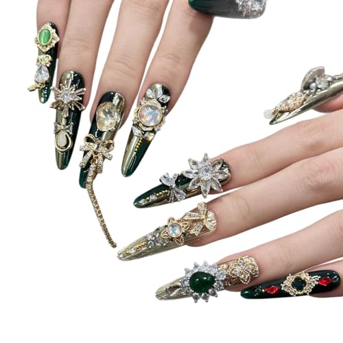 CHXDSY Handmade Acrylic Press on Nails Long Almond Shape with