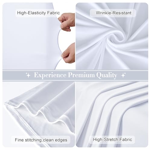 Image of White Arch Backdrop Cover Set of 2 (7.2ft & 6ft), Chiara Arch Cover Wrinkle-Free Spandex Arch Cover for Wedding Birthday Party Baby Shower Bridal Shower Ceremony Banquet Fabric Backdrop (No Stand)