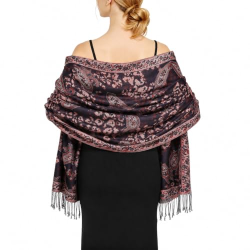 YuiFiare Rave Pashmina Scarf Shawl for Women, Reversible Wrap with Fringes