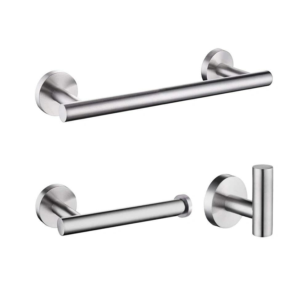 Toilet Roll Holder, Towel Holder, Stainless Steel Toilet Paper Holder, Bathroom Accessory Kit (3Pcs Towel Bar)