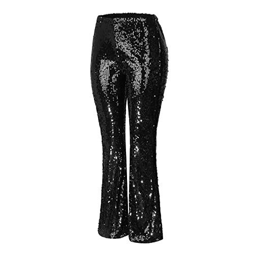 LULER Sexy pailletten-glanzende stretchbroek met hoge taille en nachtclubbroek voor dames, joggingbroek met zak - Afbeelding 5