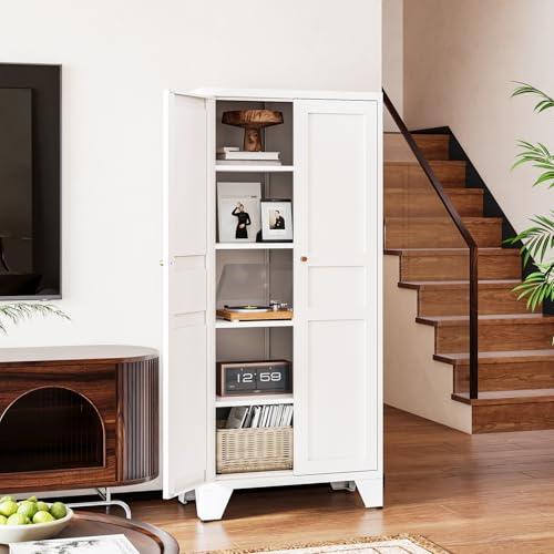 Image of Letaya Metal Pantry Kitchen Storage Cabinet,61 inch H Adjustable Shelves,White