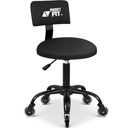 Image of Rolling Shop Stool with Wheels,Mechanic Garage Short Stool Chair with Adjustable Height 15.55 inch-18.3 inch,Heavy Duty Swivel Roller Seat for Garage,Salon and Tattoo Beauty, Black