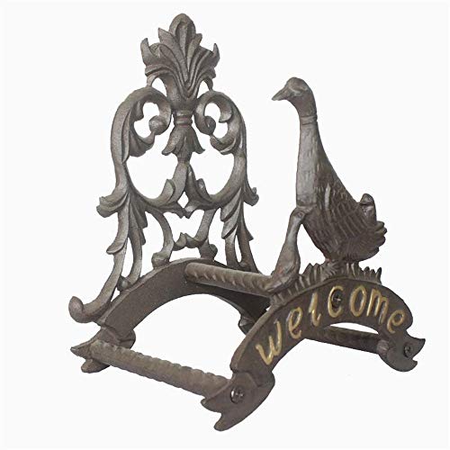 Lisansang Hose Rack Flower and Wall Garden Hose Rack Hanger Bronze Iron Cast Water Pipe Rack Garden Hose Storage (Color : Brown, Size : 21.5X22.2X17cm)