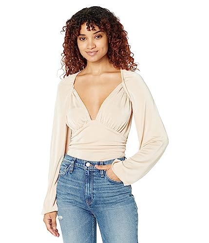 Bodysuit Free People In Your Arms - Col plongeant froncé et manches longues