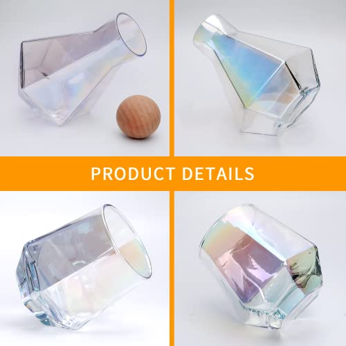 Qappda Wine Decanter Set With Glasses,Iridescent Diamond Wine Decanter With 6 Piece Stemless Wine Glasses,Geometric Carafe Decanter With Cork Ball Stopper For Wine Lover,Parties,Whiskey,Scotch thumb #3