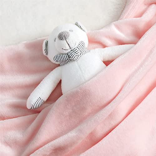 Image of Bedsure GentleSoft Bedding Fleece Blanket for Girls and Boys - Soft Cozy Cute Small Throw Blankets for Travel, 43x55 Inches, Pink