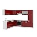 Produktbild Vicco KÜCHENZEILE R-LINE ECKKÜCHE Winkel KÜCHE EINBAU ROT Bordeaux Hochglanz
