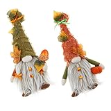 DOITOOL 2個愛らしいノーム人形飾り ライト付き 収穫祭のデコレーション お祭りのぬいぐるみ飾り デスクトップ用 クリスマスや感謝祭のインテリアに