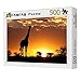FAWFAW Puzzle 500 Piezas, Silueta De Jirafa En África, Kenia Paisaje Nocturno, 1500/1000/500/300 Piezas, Regalos De Juguetes para Niños