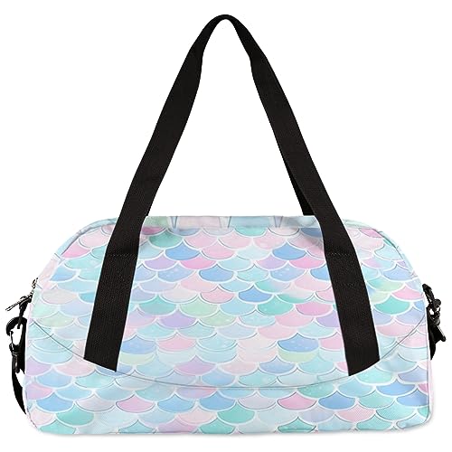 Personalized Dance Bag Gym Bag for Girl, Custom Sport Duffel Bag Weekender Bags Travel Duffel Bag Glitter Cute Mermaids Tail4