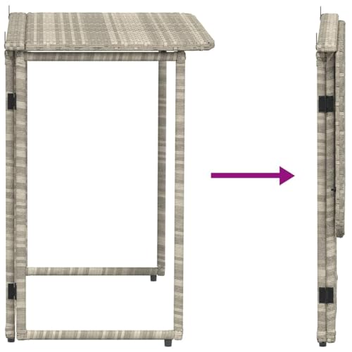 Table de jardin pliante gris clair 90x51x75 cm pour balcon - 8