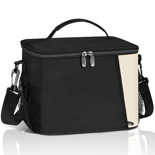 Bolsa Termica Porta Alimentos 8.6L, Nevera Portatil Antifugas, Bolsa Comida Trabajo con Correa Ajustable, Lunch Bag de Amplia Apertura para Picnic, Oficina, Escuela - Negra