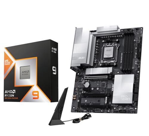 Image of MICRO CENTER AMD Ryzen 9 9950X3D CPU Processor with MSI PRO X870E-P WiFi Motherboard (ATX, AM5, DDR5, PCIe 5.0 x16, M.2 Gen5, Wi-Fi 7)