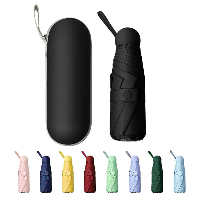 Mini Windproof Folding Travel Umbrella, Sun & Rain Umbrellas, Compact Portable for Women Men Multiple Colors-image-46