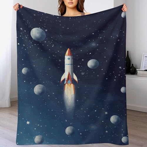 Couverture polaire fusée espace 167x228 cm douce chaude pour lit - 8