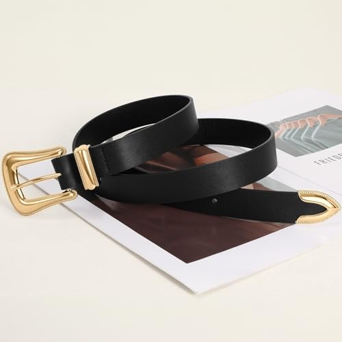 XZQTIVE Women's Leather Belt for Jeans Pants Dresses Fashion Ladies Western Leather Belt Silver Buckle4