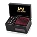 Massi Morino Krawatte Weinrot Quadrat mit Einstecktuch Set Herren inkl. Manschettenkn&ouml;pfe, Krawattennadel und Geschenkbox | M&auml;nner Krawattenset zur Hochzeit