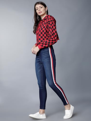 Image of Tokyo Talkies Women's Super Skinny Fit Cropped Jeans | Stretchable Mid-Rise Jeans Pant
