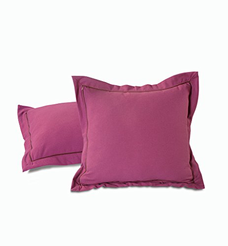 Image of Swayam Set of 2 Solid Cotton Purple Cushion Cover | 12 x 12 Inch | Soft Breathable Fabric with Hidden Zipper | Decorative & Stylish Cushion Covers for Sofa, Living Room, Bedroom & Couch