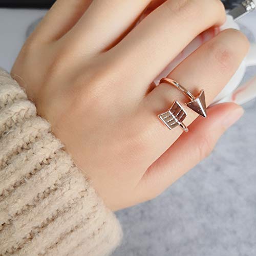 Noumanda Adjustable Gold Silver And Rose Gold Plated Simple Small Arrow Rings For Women (Silver) #TOP5