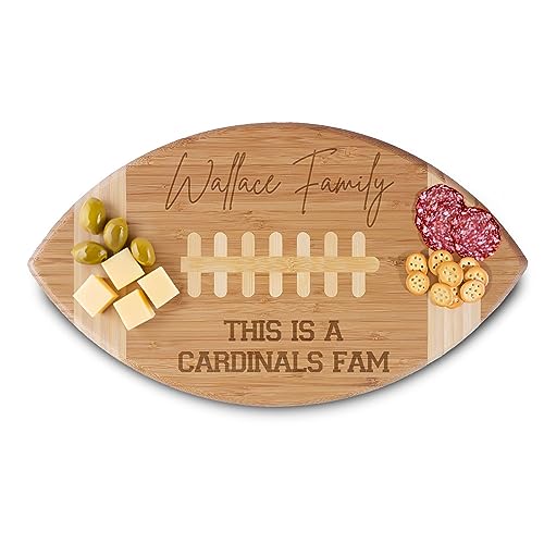 Personalized cutting board, Football Shaped Cutting Board, Football Shaped Charcuterie Board, football team logo, Tailgate Serving Board (Wallace Family)