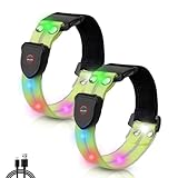 Taximi LED Armband Aufladbar - 2 Stück Reflektoren Laufen Litch Leuchtarmband Kinder Blinklicht Nacht Sicherheitslicht für Jogging Bergsteigen Hundewandern (Grün)