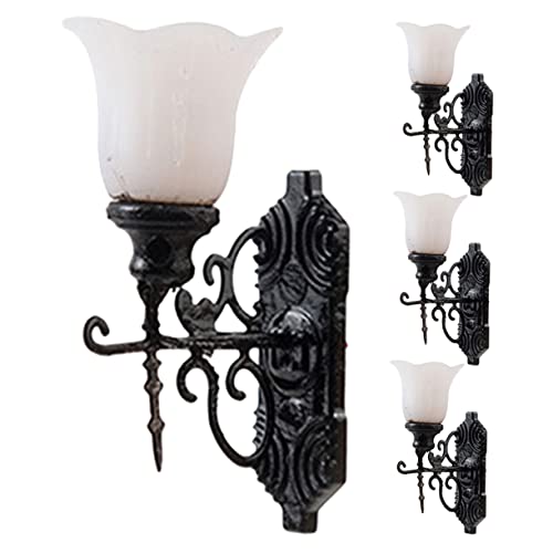 Kisangel 4Pcs Miniature Wall Lamp Model Tiny Lamp for Sand Table Decor Design for House and Decoration Wall Ornament for Scene Enhancement