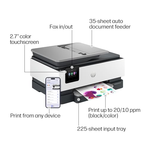 Image of HP OfficeJet Pro 8139 Wireless All-in-One Color Inkjet Printer, Print, Scan, Copy, Fax, ADF, Duplex Printing Best-for-Home-Office, 1 Year Trial of Instant Ink Included, AI-Capable (C2VK3A)