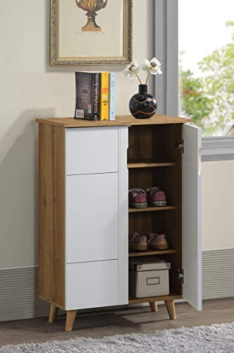 Image of DeckUp Plank Alvo 2-Door Engineered Wood Shoe Rack (Wotan Oak and White. Matte Finish)