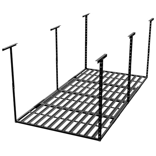 ComfyCorner Overhead Garage Storage Rack 4x8, 750LBS Weight Capacity, Adjustable Ceiling Mounted Storage Racks, Heavy Duty Metal Garage Storage Organization Systerm