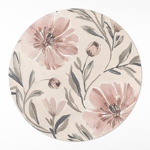 Tapis de sol vinyle résistant à la rayure et durable ø70 cm décor fleurs aquarelles - 2
