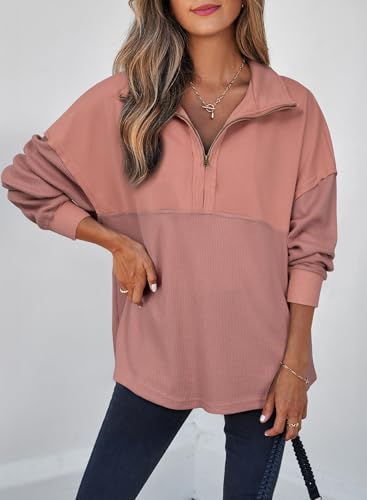 Image of SHEWIN Women Fall Sweatshirt Casual Half Zip Pullover Fall Top 2026 Clothes