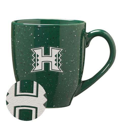 Rico Industries NCAA Hawaii Rainbow Warriors Standard Green 16 oz Team Color Laser Engraved Speckled Ceramic Coffee Mug