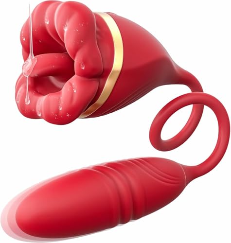 JOINLOVE Rose Toy Dildo Sex Toys for Women 3-in-1 Clitoral Vibrator with 10 Modes - Mouth & Thrusting Vibration Anal Dildos Couple Adult Sex Toys & Games G-Spot Clitoris Nipple Anal Toy
