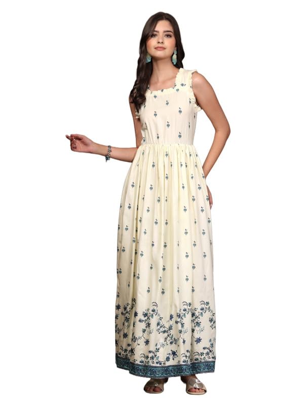 Image of Dress for Women | New Rayon Floral Printed Flared Maxi Dress for Women & Girl's