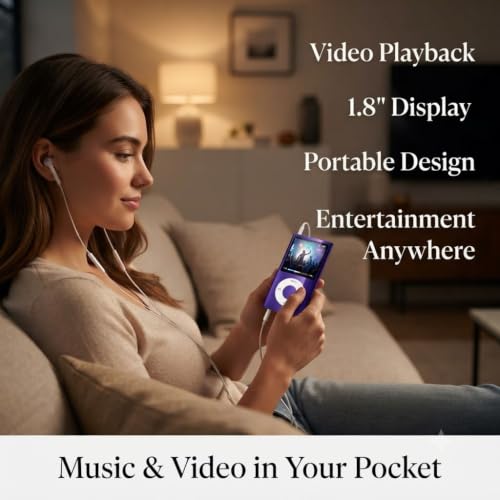 Image of Drumstone Portable MP3 MP4 Music Player with 1.8 inch LCD Screen | Video Playback | USB Rechargeable | Lossless Audio Player | Supports Memory Card | Pocket Music Player