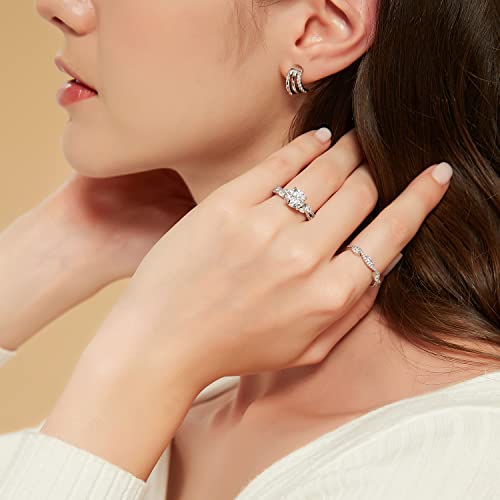 Image of Mameloly 1.5ct Engagement Rings for Women Round Bridal Ring Sets Cubic Zirconia Wedding Band Twisting Infinity Pave Set Size 3-12